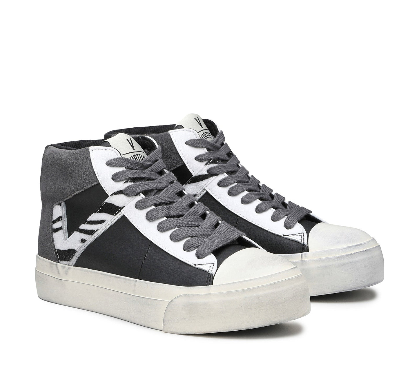 Rubby Mid Leather/suede black/dk. grey-zebra