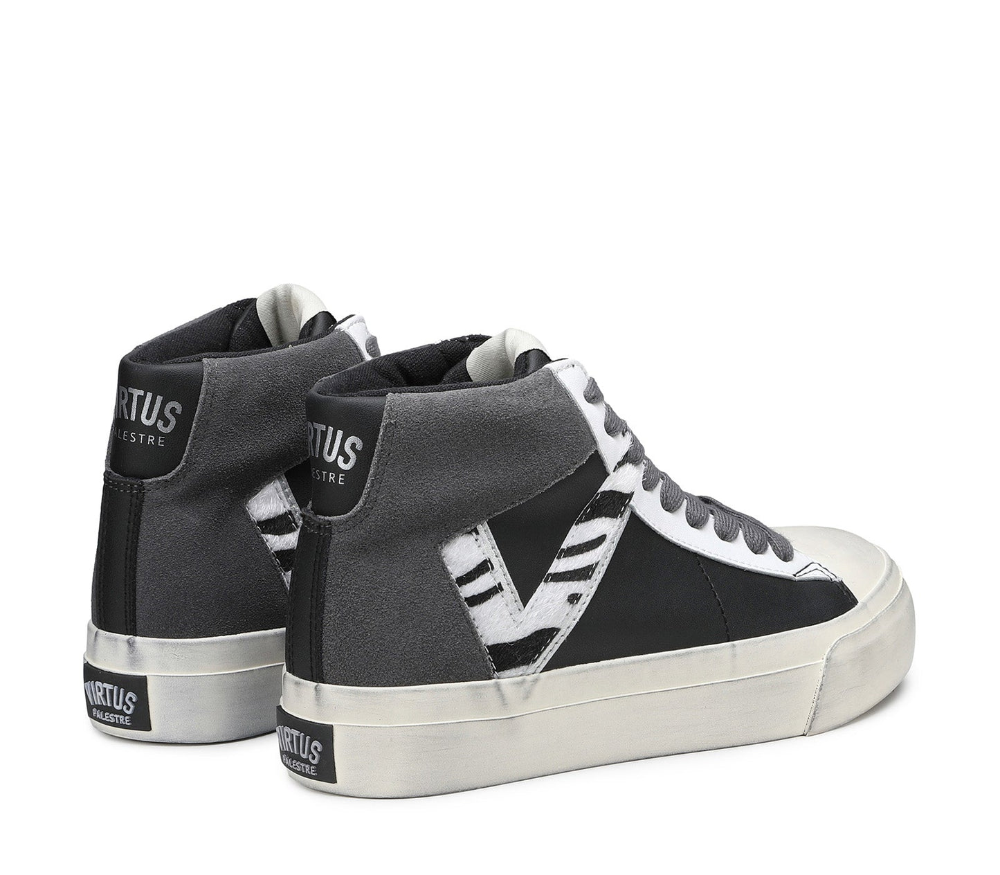 Rubby Mid Leather/suede black/dk. grey-zebra