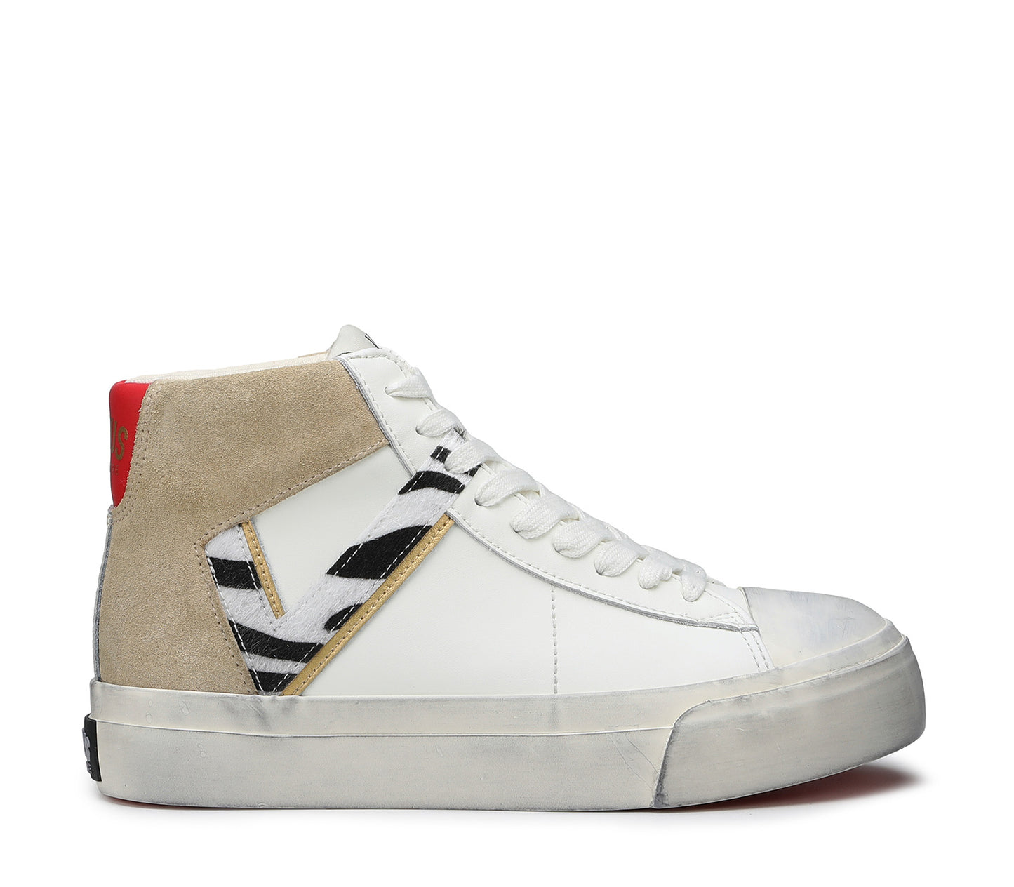 Rubby Mid Leather/suede off white/sand-zebra