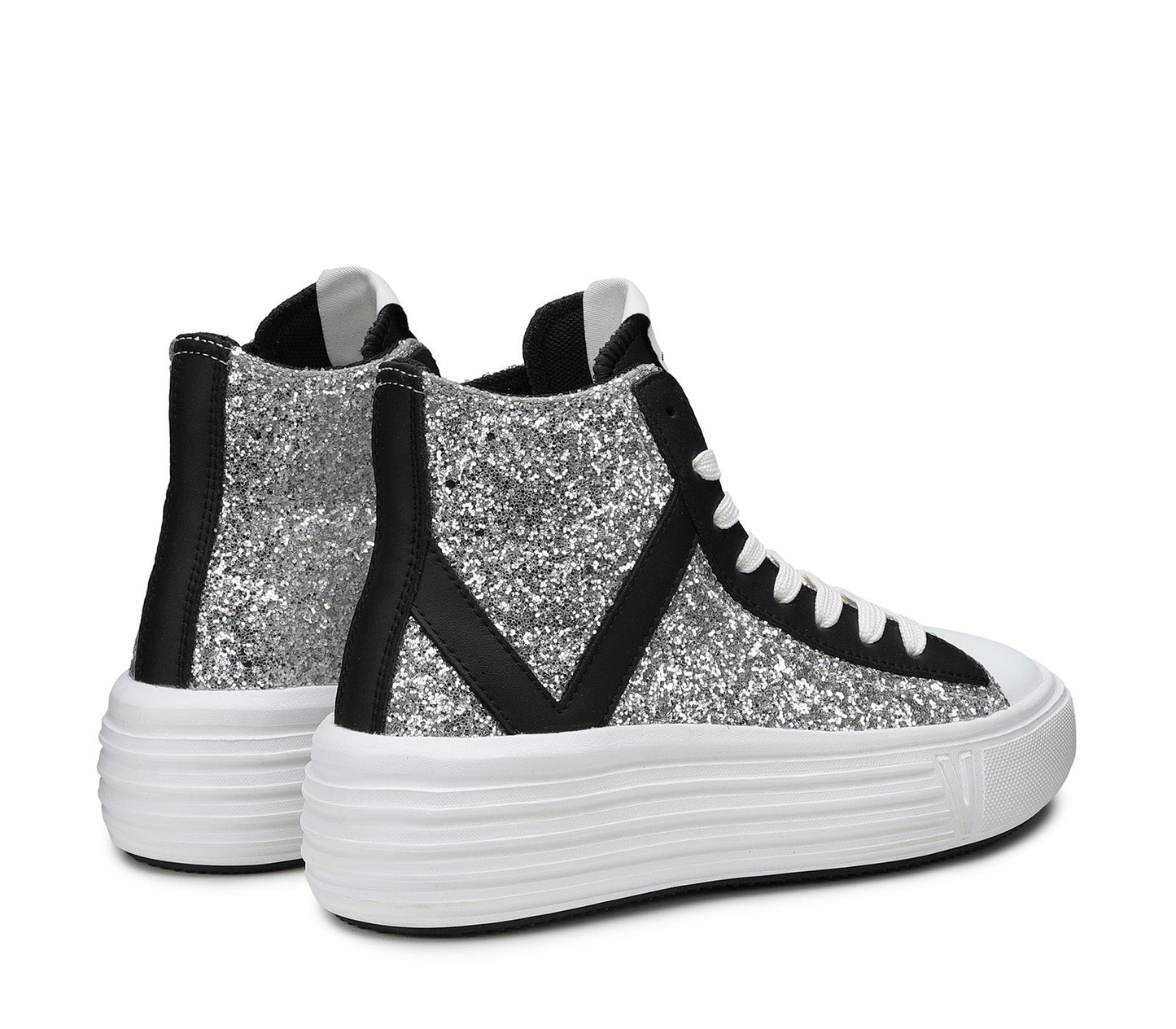 Venus Glitter/leather silver/black