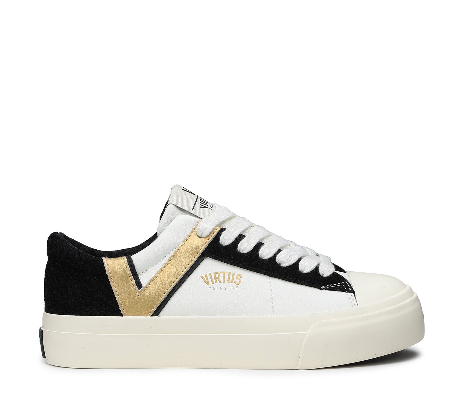 VIRTUS PALESTRE Rubby Low Leather/suede off white/black-gold