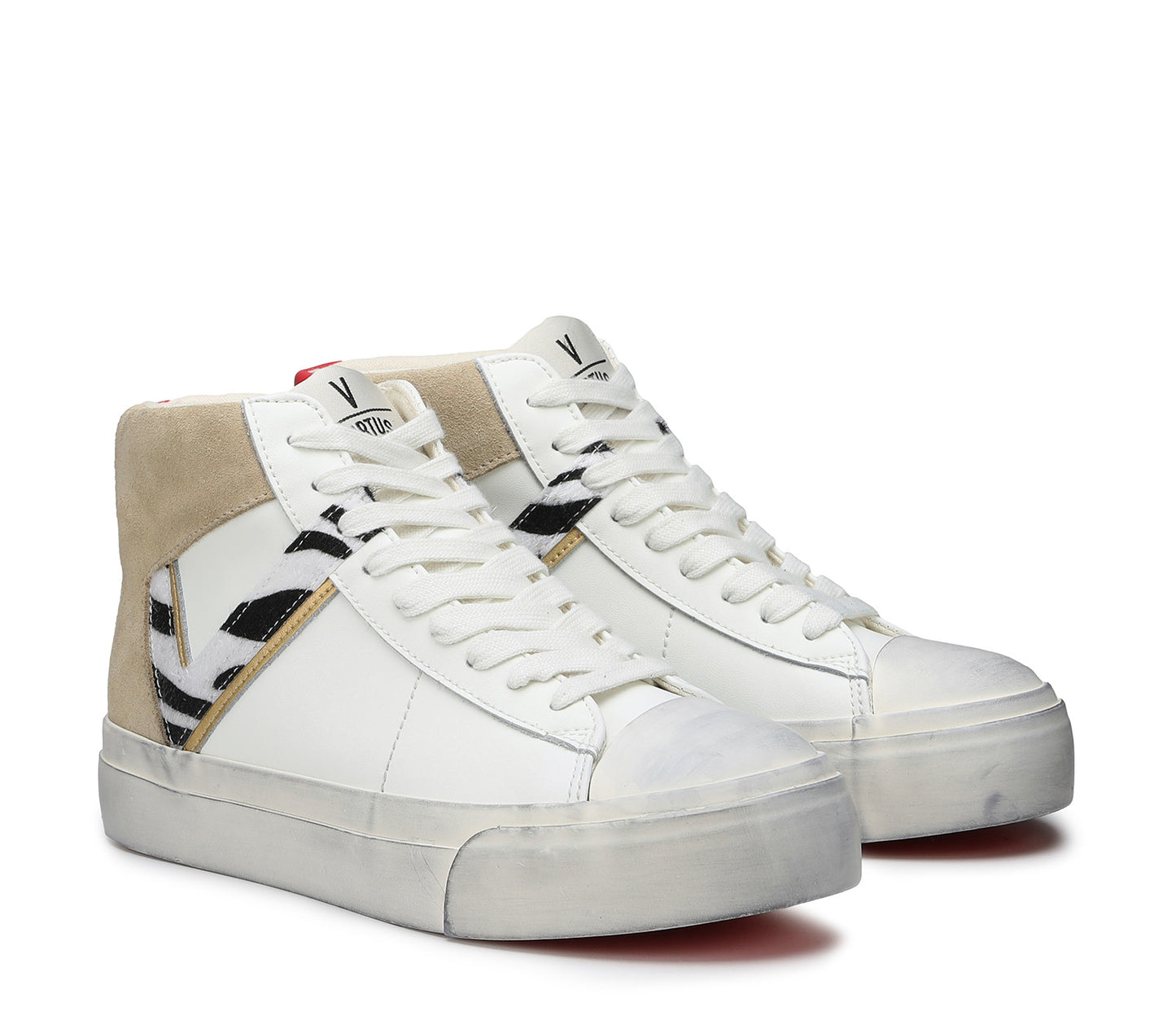 Rubby Mid Leather/suede off white/sand-zebra